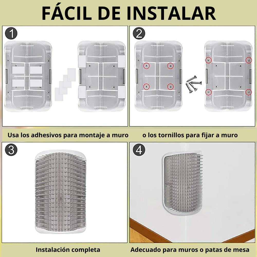 Rascador masajeador y cepillo quita pelos para gatos